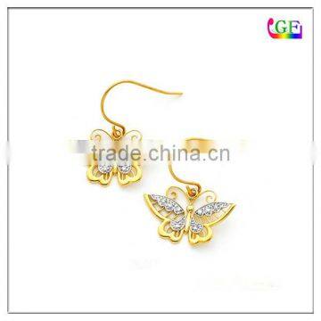 Gold Two-tone Earrings,Butterfly Hook Earrings