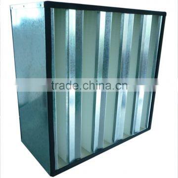 Compact ventilation air filter V bank hepa air filter
