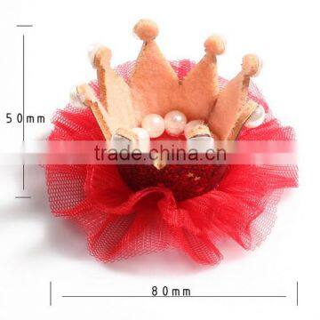 high quality wholesale organza crown,shinny lace flower