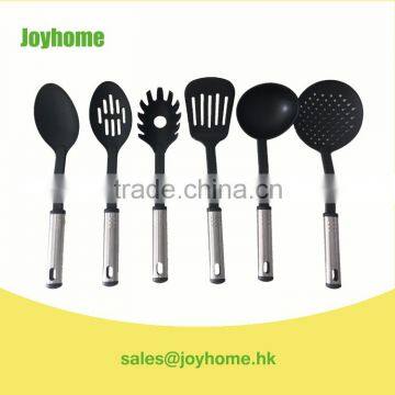 china wholesale non-stick food plastic kitchen utensils with silver handle