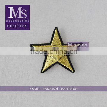 new arrival 100% polyester material in yellow color star embroidery trim patch for clothing decoration