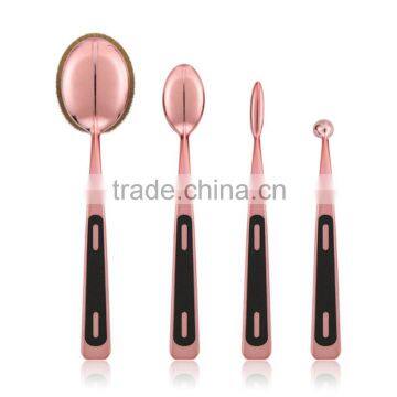 Wholesale New 4pcs Toothbrush Makeup BB Cream Foundation Rose Gold Oval Make up Brushes Multi-purpose Makeup Brush Set