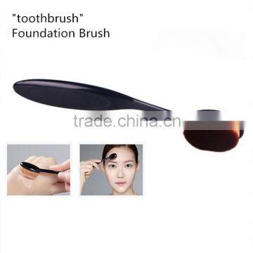 2016 Professional BB CC Cream Brush Big Toothbrush Shaped Black Oval Makeup Brush Set 10pcs photo-4
