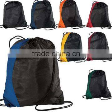 210D Polyester Colorblock Drawstring Backpack