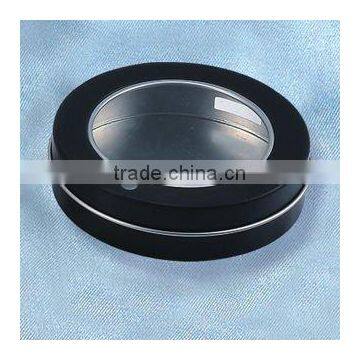 Red Round Shape Tin Box Size:95*25mm Black With Clear Window Small Metal Tin Boxes
