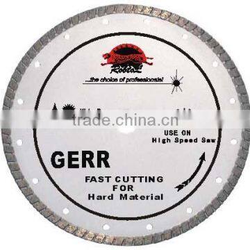 Hand-held high speed turbo rim diamond saw blade for fast cutting hard material--GERR