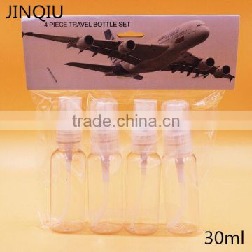 hotsale 30ml comestic travel bottle set with header card plastic travel bottle kit