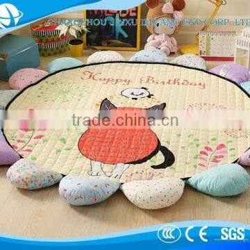2017 Hot sale cartoon happy birthday cat kids Flower Shape Mats/Rugs