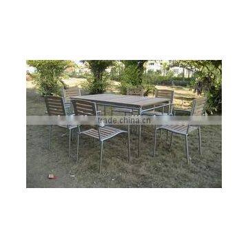 outdoor garden stainless steel teak table dining set