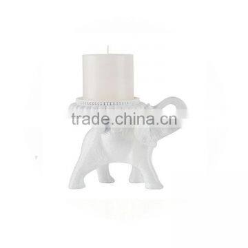 Elephant Pillar Candle Holder, White