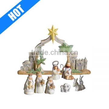 customized handmade painted poly resin christmas nativity scene