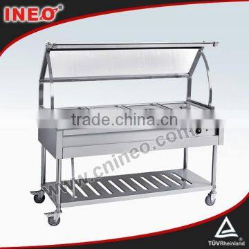 Electric 4 Pan Buffet Bain Marie Trolley with Glass Top (food warmer)