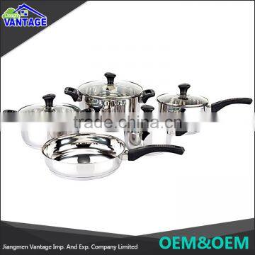 High Quality 9pcs Cookware Sets Casserole, Saucepan, Frypan Stainless Steel Nonstick Cookware