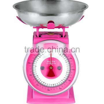 Mechanical stainless steel kitchen weight scale with bowl