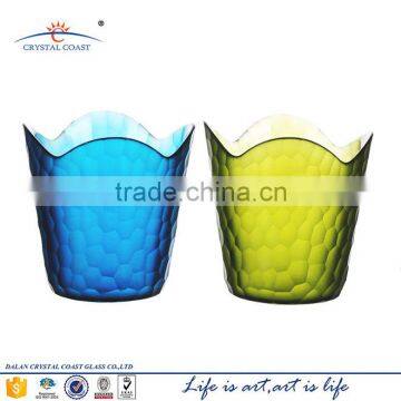 Cylinder Clolored Mosaic Glass Jar Candle; Wax Glass Jar for Candle photo-3