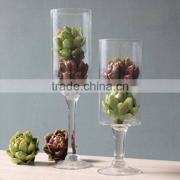Decoration Tall Cylinder Glass Flower Vase With Stem for Home Wedding Table Centerpieces photo-2