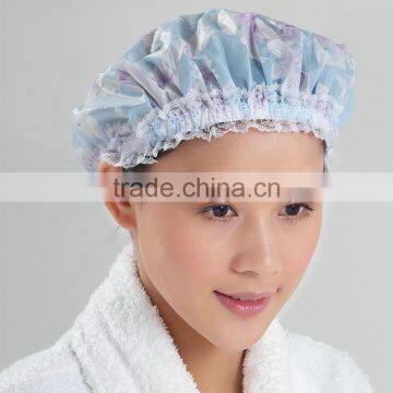 Factory Sell Shower Cap With Flower Edge