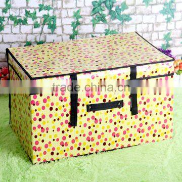 N486 Good Quality Custom Printed Non Woven Coated Water Proof Foldable Storage Box Polka Dot Bin photo-3