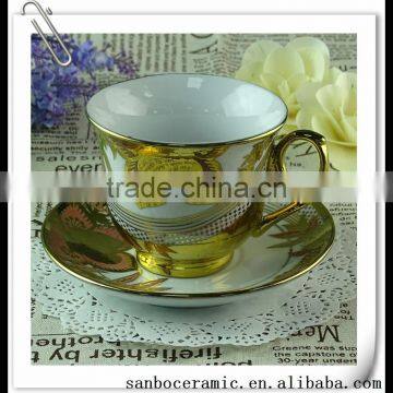 200ml Gold And Red Butterfly Printing Ice Cream Ceramic Cup