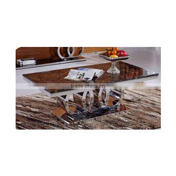 Modern Circl Base Marble Top Stainless Steel Base Side Table photo-3