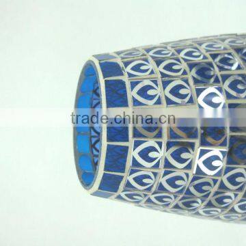 White With Blue Fashion Peacock Feather Pattern Handmade Decorative Flower Vase photo-5