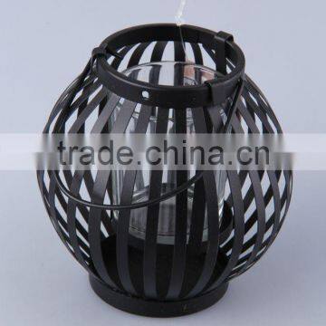 Portable Globular Painted Iron+Glass Candle Holder/Home Decoration Candlestick photo-2