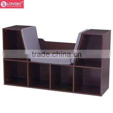 MDF Wood 6 Cube Storage Organizers Kids Bookcase With Reading Seat and Cushion photo-4