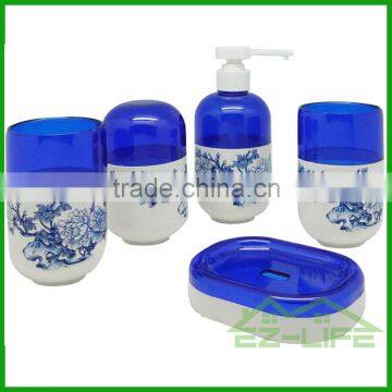 Best 5pcs High quality cool China blue and white Bathroom Accessory Sets