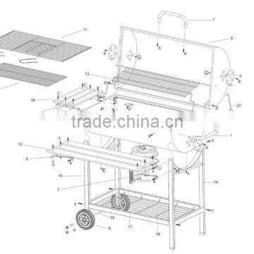 Chimney BBQ / BBQ Grill / Smoker BBQ Deluxe Charcoal BBQ Grill With Trolley photo-3