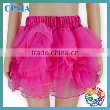 Hot Sale Last Fashion Mini Baby Girls Chiffon Hot Pink Pleated Tutu Skirts With Elastic Band Waistline Girls Puffy Party Dresses