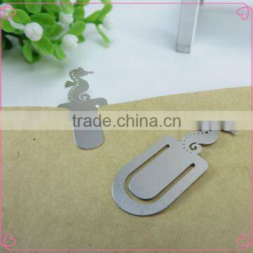 Silver Stainless steel OEM shaped metal bookmark for promotion