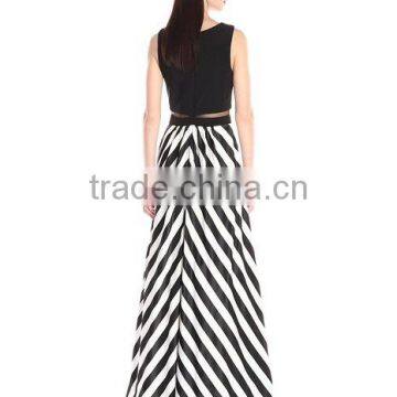2016 Hot Sales Two Piece Design Maxi Dress Black/white New Style Dress LC6042-A photo-3