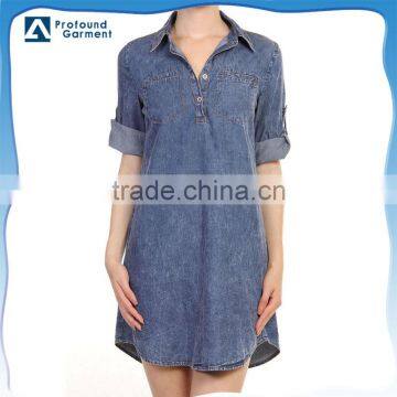 OEM/ODM european fashion women blue denim dresses