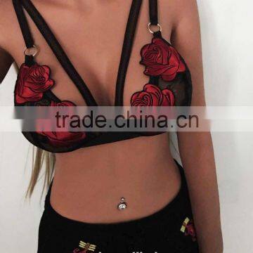 Embroidery Rose Mature Ladies Sexy Underwear Lingerie Sexy Mature Woman Lingerie Girls Wearing Lace Lingeries Sheer Bra