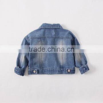 2017 Vintage Kids Denim Jacket With Big Flower Embroidery Suit 2-7 Years Girls photo-2
