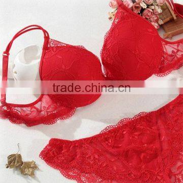 Red wine ladies stylish underwire bra and panty set