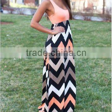 MGOO 2015 High Quality Stock Sleeveless Women Maxi Stripe Dress Knitted Zig Zag Colorful Beach Dress Z390 photo-3