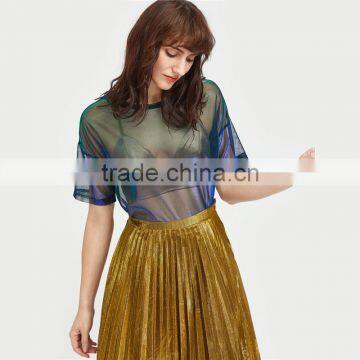 Women Casual Blouses Summer Sexy Ladies Tops Short Sleeve Mesh Top photo-3