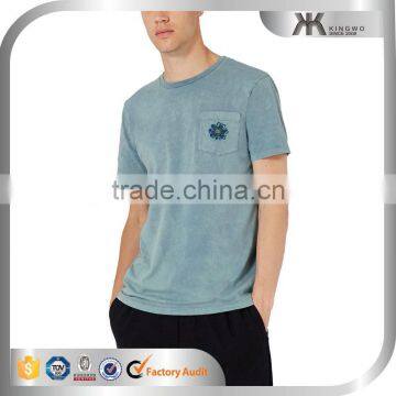 China high-end short sleeve enzyme wash blue t shirts