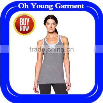 new arrival OEM women singlet custom women tank top with heat transfer print logo gray tight women stringer gym wear