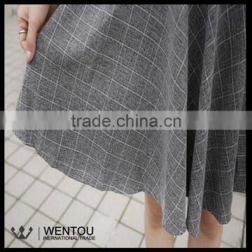 New Fashion Women Plaid Stretch Waist Pleated Skirt photo-3