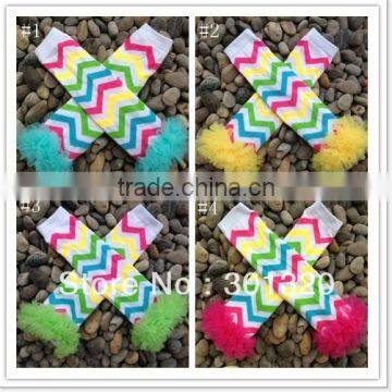 Baby Girls Chevron Leg Warmers With Chiffon Ruffle Baby Leg Warmer,legging photo-2