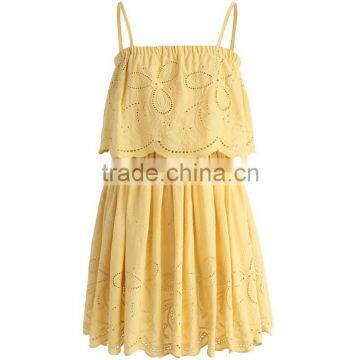 2017 SINGLE COLOR Adjustable Spaghetti Strap Embroidered Women Short Dress photo-6