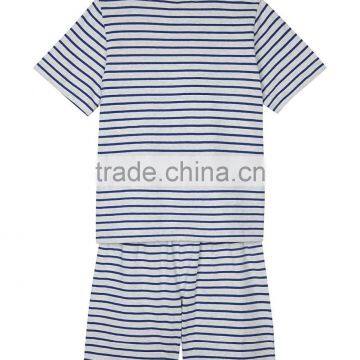 2017 Wholesale Kids Latest Design Summer Sleepwear Cotton Casual Sleeping Suit Pajamas Children Stripe Cotton Pyjamas 1-6 Years photo-2