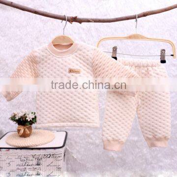 Factory price winter warm baby clothing organic baby girl clothes 2pcs set