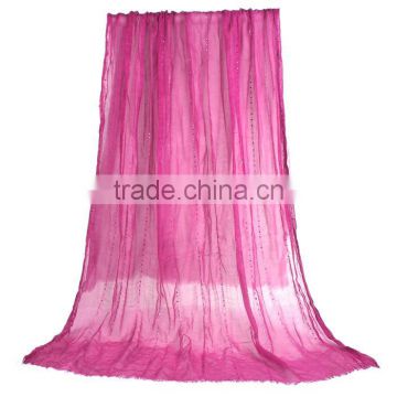 Polyester Scarves & Wraps Rectangle Silver Fuchsia Sequins Fabric Wholesale Scarf