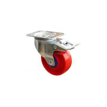 4inch Red 140KG Top Plate Swivel Brake PP Industrial Caster