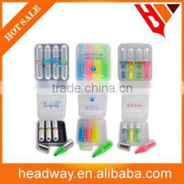 4 in 1 gift highlighter pen in the plastic transparent box
