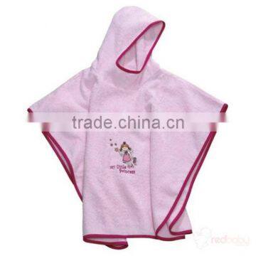 pink color baby poncho terry cotton hooded towel