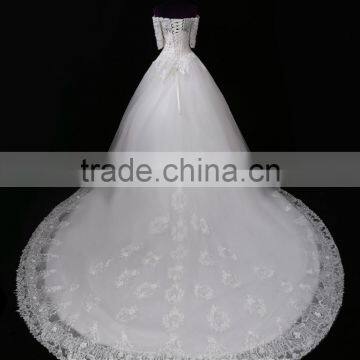 Wholesale Sweetheart Short Sleeve Lace Wedding Dresses Beaded Sweetheart Nackline Mermaid Lace Wedding Dress 2017 F12601 photo-4